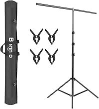 T-Shape Stand Background Backdrop Support Stand Kit 1.5x2m with Backdrop Clips, Storage Bag Adjustable Height from 70cm to 260cm for Photoshoot Video