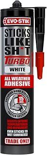 EVO-STIK Sticks Like Sh*t Turbo Adhesive, All Weather, Fast Setting, Extreme Temperature & Movement Resistant, White, 290ml
