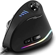 Zeerkeer Ergonomic Vertical Mouse, RGB Wired Vertical Gaming Mouse with Joystick, 11 Programmable Buttons, 5 Adjustable DPI(1500-2500-4000-7000-10000) for PC, Desktop, Laptop