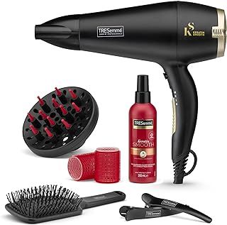 TRESemme Keratin Smooth 2200W Volume Shine Hair Dryer Gift Set, Diffuser Dryer, paddle brush, hair rollers, ionic conditioning
