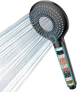 MEKO Hard Water Filter Shower Head, 15 Stage Shower Filter 3 Spray Modes High Pressure Shower Heads and 1.5m Hose, Residual Chlorine Remove Shower Filter, Handheld Shower Head and Hose (Black)