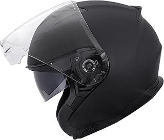 Zorax Matt Black M (57-58cm) ZOR-602 Double Sun Visor Open Face Motorbike Motorcycle Helmet Road Legal ECE 2206