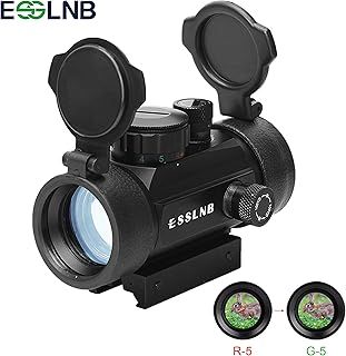 ESSLNB Red Dot Sight Red & Green 5 Brightness Settings with 20mm Weaver/Picatinny Rail Mount and Protector Covers Rifle Scope for Hunting