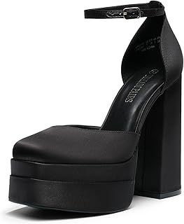 DREAM PAIRS Women’s High Chunky Platform Closed Toe Block Heels Square Toe Ankle Strap Dress Wedding Party Pumps Shoes SDPU2319W