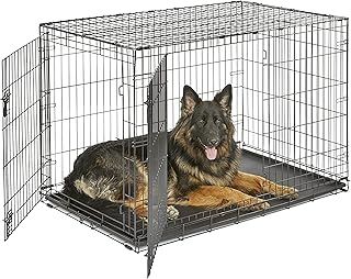 New World Newly Enhanced Double Door 121.92 cm (48-Inch) Dog Crate for Small Dog Breeds; Includes Leak-Proof Pan, Floor Protecting Feet, & New Patented Features; B48DD