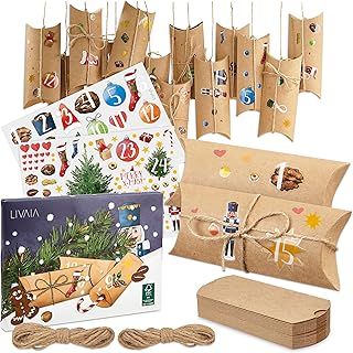Empty Advent Calendar to Fill Yourself: Christmas Advent Calendar 2023 – 24x Gift Box, Sticker Paper – Advent Calendar Boxes to fill Yourself LIVAIA