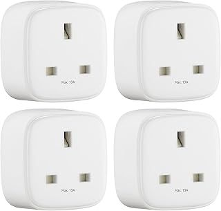 Amazon Basics Single Outlet Indoor 2.4 GHz Wi-Fi Smart Plug, works with Alexa only, 4-Pack, White, UK