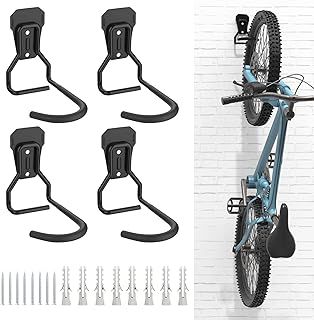 Bike Hanger Rack, [4 Pack] Heavy Duty Bike Hooks Wall Mount Rack Holder, Heavy Duty Bicycle Storage Hanger Vertical Stand for Garage, Black