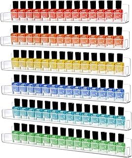 AumVum Acrylic Wall Mounted Nail Polish Organiser Rack, 6 Tiers Clear Shelves with Removable Anti-Slip Inserts, Paint Rack Essential Oil Perfume Stand, Nail Varnish Storage Display Shelf 15 Inches
