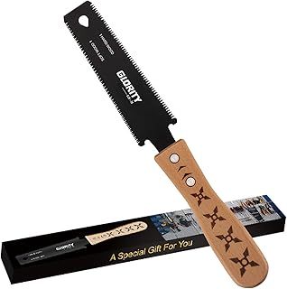 6 Inch Portable Hand Saw Japanese Pull Saw, Flush Cut, Three-Sided Cutting Edges, SK-5 Steel Double-Sided Sharp Blade 11/17TPI, Wood Cutting, Gifts for Men, Carpenters,DIY-DJS30
