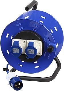 Pro Elec PEL00957 240V 2-Gang Extension Reel, 16A, 50 m, Blue