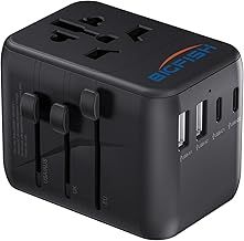 Bigfish Universal Travel Adapter, Worldwide Travel Plug Adapter with 2 USB A and 2 USB C, Dual 10A Fuses All In One International Travel Adapter - EU UK US AUS Plugs