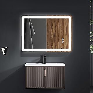 Bathroom Mirror with LED Lights, 500 * 700 MM Illuminated Backlit Wall Mounted Vanity Mirror with 3 Lights, Anti-Fog, Dimmable, IP54, Horizontal/Vertical