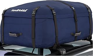 HandiHoldall Large 330 Litres Soft Roof Box; Foldable Weather Resistant Roof Bag with Solid Base; Navy Blue