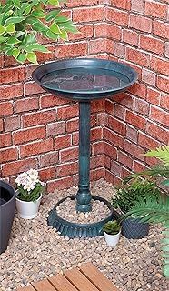 Netagon Outdoors Strong Durable Freestanding Pedestal Wildlife Bird Bath with base in Natural Garden Green