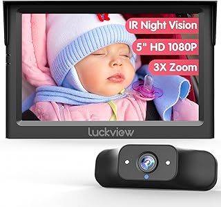 Baby Car Camera BM1, 5" 1080P HD Display with IR Night Vision, 3X Zoom in Closer, Easy to Install Car Baby Camera for Rear-Facing View, Ideal Carseat Monitor for New Parents