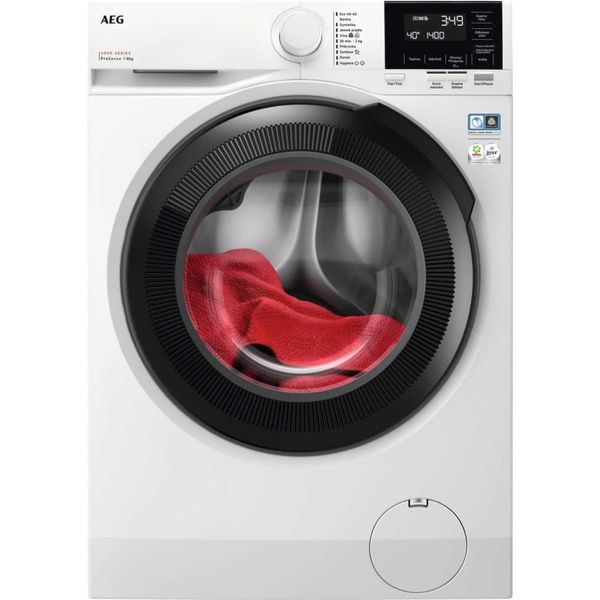 AEG 6000 Series Washing Machine 8kg LFR61844B, ProSense, TimeSave, Extra-Quick, Freestanding Washing Machine, 8kg Load, 1400rpm Spin, Inverter Motor+, Energy Rating A, White