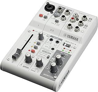 Yamaha AG03MK2 3-Channel Live Streaming Mixer with USB Audio Interface, for Windows, Mac, iOS and Android, in White