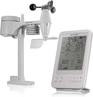 Bresser Weather Station 5-in-1 with Outdoor Sensor and German DCF Radio Control Clock and Manual Mode For UK, White