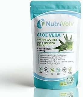 Aloe Vera 10,000mg - 120 Tablets | Natural Skincare, Colon Cleanse & Digestion Support | Detox & Immune Boosting Supplement | High Strength Aloe Vera Extract