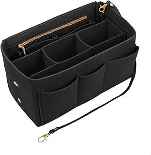 Nircho Handbag Organiser Insert, Multi-Pocket Felt Toiletry Bag Insert Storage Pouch Tote Bag Insert Large Capacity Women Travel Makeup Organizer Tote Bag Insert, Black