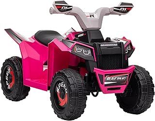 HOMCOM 6V Electric Quad Bike Kids Ride On All Terrain Vehicle with Forward Backward Function, for Ages 18-36 Months - Pink