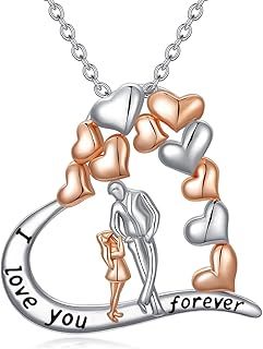 Father Daughter Necklace Sterling Silver from Dad I Love You Forever Heart Pendant Jewellery Birthday Gifts for Girls