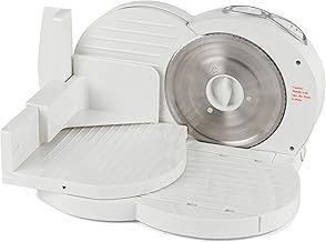 Progress EK3683P Electric Meat Slicer – Non-Slip Deli Food Cutter for Bread/Cheese/Cold Cuts, 17cm Stainless Steel Serrated Blade, Adjustable Thickness 1-15mm, Home Slicing Machine, Food Pusher, 150W
