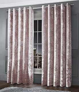 Intimates Luxury Thermal Crushed Velvet Ringtop Pair of Curtains (Blush Pink, 66" Wide x 72" Drop)