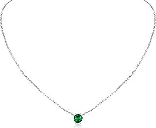 ChicSilver 925 Sterling Silver 12 Month Shiny CZ Birthstone Necklace for Women Fashion Gemstone Jewelry 40+5cm Extend Chain(with Gift Box)