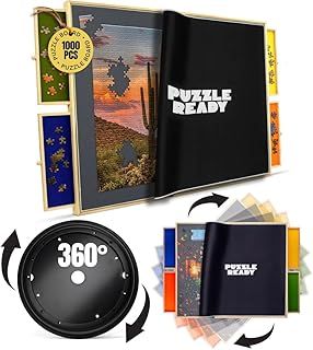 Puzzle Ready 24” x 30” Wooden Jigsaw Puzzle Board with Colourful Drawers & Jigsaw Mat Cover, Portable for 1000 Pieces, Adults & Children