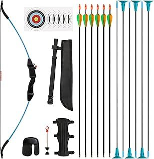 15lbs Recurve Bow and Arrow Set for Beginners - Outdoor Archery Target Practice with Durable Stable Design & Comprehensive Protection, Creative Gift for Outdoor Sports