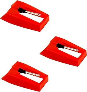 3pcs Record Player Needle, Turntable Replacement Needle Durable Record Player Needle Replacement for Vinyl Record Player (Red)