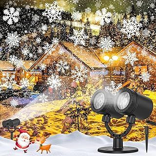 Snowflake Projector Light, Snowflake LED Christmas Light Projector - Waterproof Holiday Decorations for Outdoor Yard and Home