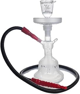 Rumi Glass Nicotine-Free Hookah Shisha Set with Leather Case – Portable High Borosilicate Water Pipe, Hand-Painted Design, Complete Set with Hose, Tongs & Mouth Tips (Pearl)