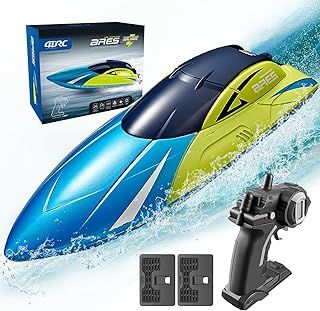 4DRC S4 RC Boat Remote Control Boat for Kids Adults, 20+ MPH 2.4GHz Racing Boats for Pools and Lakes,Low Battery Alarm,Capsize Recovery,2 Rechargeable Batteries Toys Gifts for Boys Girls