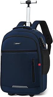 Lychee Business Rolling Backpack - Duffel Bag with Wheels - Luggage Trolley Bag - Laptop Bag with Wheels - Waterproof