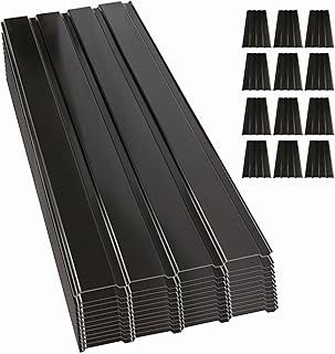 12pcs Metal Roofing Sheets-Corrugated Roofing Sheets,115x45cm Trapezoidal Grooved Roof Waterproof Tiles,Shed Roof Covering,Galvanized Steel,Outdoor Wall Cladding For Garages Greenhouses (Black)