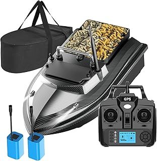 DYJD 500 m GPS Fishing Bait Boat with Bag RC Bait Boat 2 kg Night Fishing Bait Boat Remote Control Fishing Nest Boat (Carbon Fibre)
