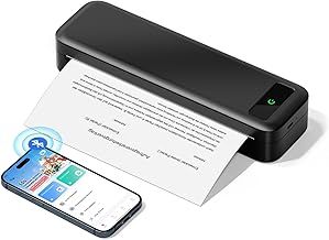 Portable Thermal Printer A4 Inkless Wireless Bluetooth 300Dpi Compatible with iOS, Android & PC, 2600 mAh Small Printer for 216/210/110/80/53mm Thermal Paper, Travel, Office, School, Home, Car