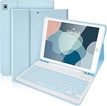SOPPY Bluetooth Keyboard Case for iPad 6th/5th Gen (2017-2018), iPad Pro 9.7, iPad Air 1-2, Detachable Wireless Keyboard with Pencil Holder, Slim Protective Cover, USB-C Rechargeable, Blue