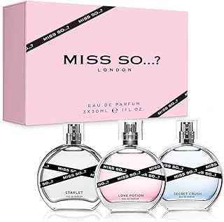 Miss SO…? Premium Womens Perfume Gift Set, Starlet, Love Potion, Secret Crush Eau De Parfum with Long Lasting Fragrance - Travel Size Mini Perfume for Girls, Ladies Gift Sets (3 x 30ml)
