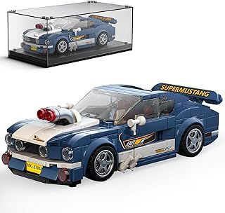 Mould King Speed Champion Musteng 1967 Supercar Building Sets with Acrylic Display Case Racing Car Model Building Blocks Kit for Adults and Children(376 PCS)