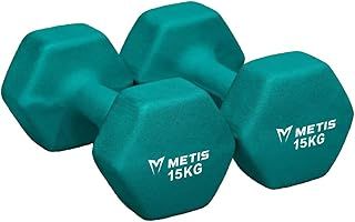 METIS Neoprene Hex Dumbbells | Essential Home & Gym Workouts with Colour-Coded Weights – Available in 17 Weight Options