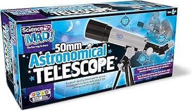 Science Mad 50mm Astronomical Telescope For Kids - Learn Astronomy and the Universe With Fun - Features Portable, 50mm Lens, Tripod and Mount, 18x and 90x Magnification, 6+ Years