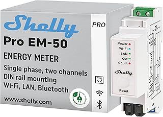 Shelly Pro EM 50A | LAN & Wi-Fi 2- Channel Energy Meter with Contactor Control | DIN-Rail | Home Automation | Compatible with Alexa & Google Home | iOS Android App | No Hub Required | Power Monitoring
