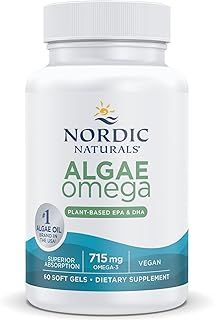 Nordic Naturals, Algae Omega, 715mg Vegan Omega-3 from Algae Oil, with EPA and DHA, 60 Vegan Softgels, Vegetarian, Soy-Free, Gluten-Free, Non-GMO