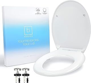 Benkstein® Premium Toilet Seat Soft Close White - Urea-Formaldehyde Antibacterial Soft Close Toilet Seat White - Slow Close Quick Release Toilet Seat