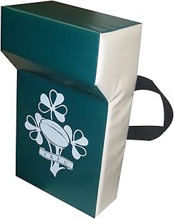 Implay® Rugby - Ireland Professional Grade Tackle Wedge Hit Shield Pad - Heavy Duty PVC/High Density Foam - Green & White - 60cm x 35cm x 12.5cm