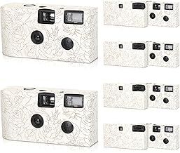 10 Pack Disposable Camera Bulk for Wedding, 34mm Single Use Camera Bulk with Flash Disposable Cameras One Time Camera for Gathering Wedding Travel (Retro Color Film,Gold Rose)